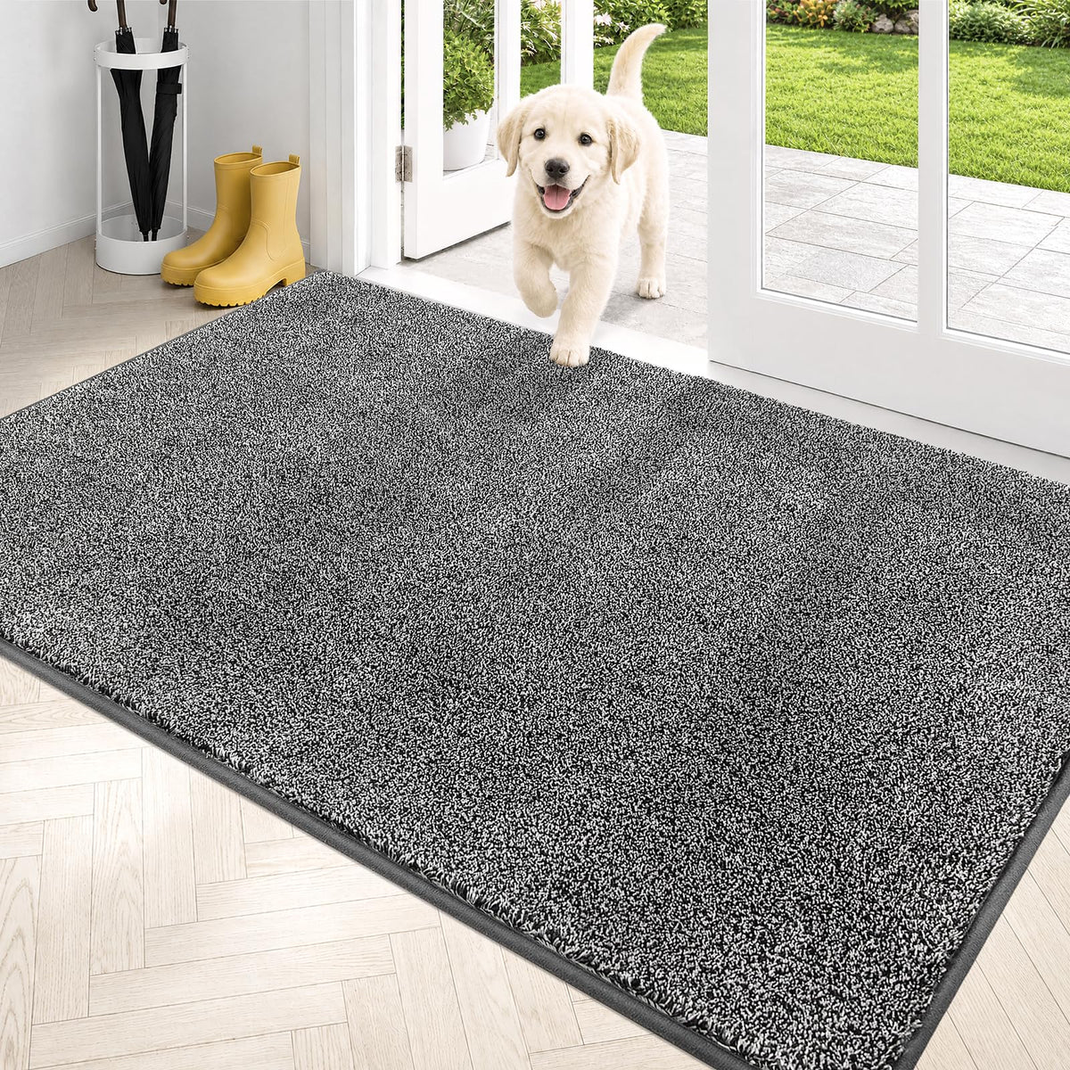 PURRUGS Dirt Trapping Indoor Door Mat, 24" x 35.5", Charcoal
