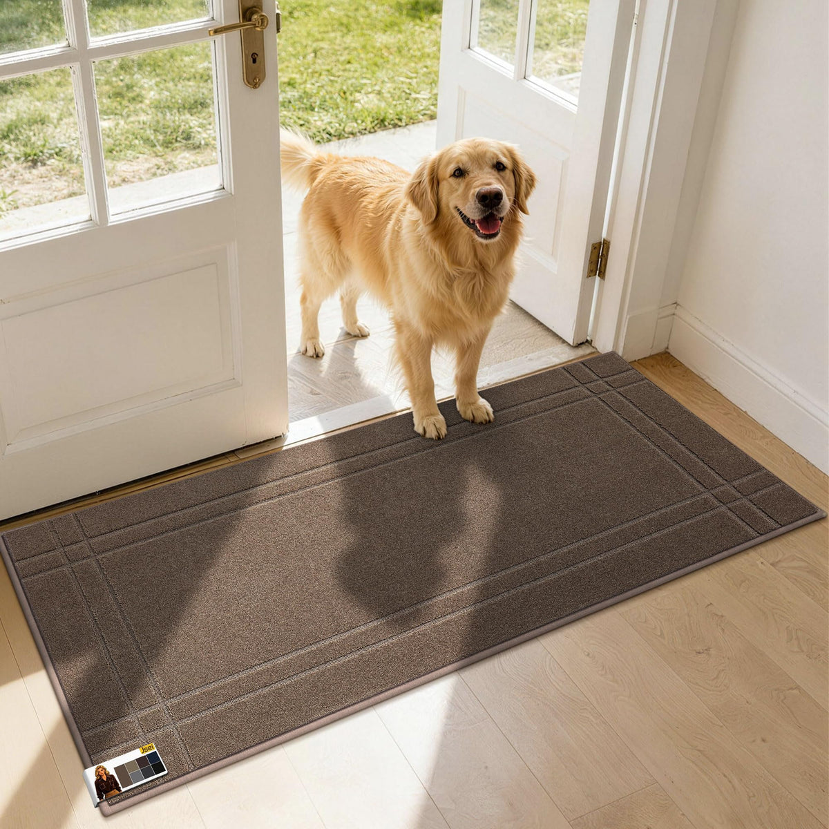 JSEI Door Mat for Entrance 20"x32", Dirt Trapper Doormat, Black