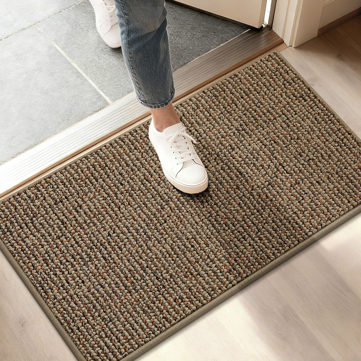 BEQHAUSE Dirt Trapper Door Mat 24" x 36", Non-Slip Washable Doormats, Beige