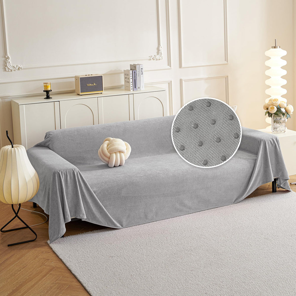 MYSKY HOME Couch Covers for Dogs, Non-Slip Sofa Slipcover, 91"x134", Grey