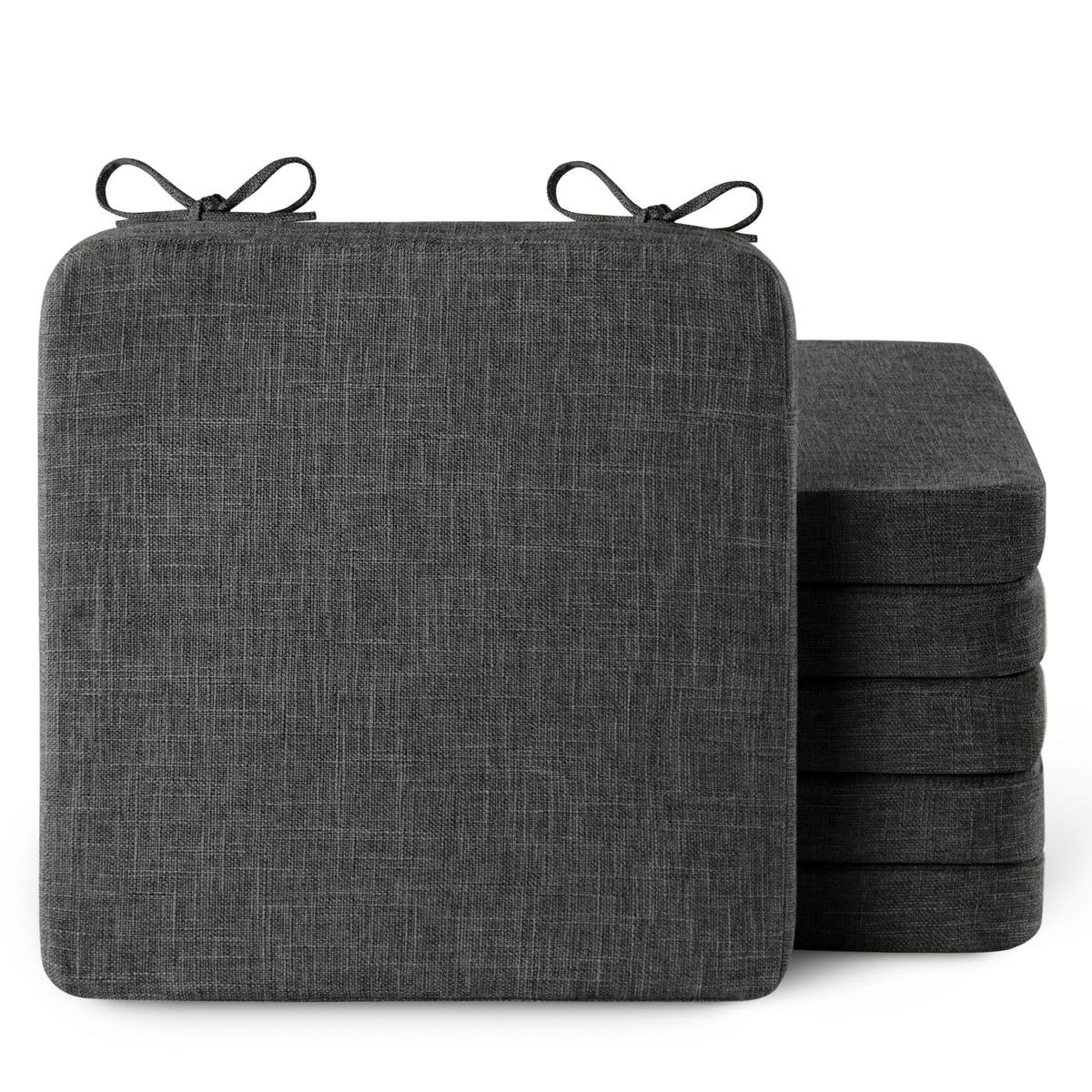 AddGrace Square Chair Cushions for Dining Chairs 16x16x2inch (4, Dark Grey)