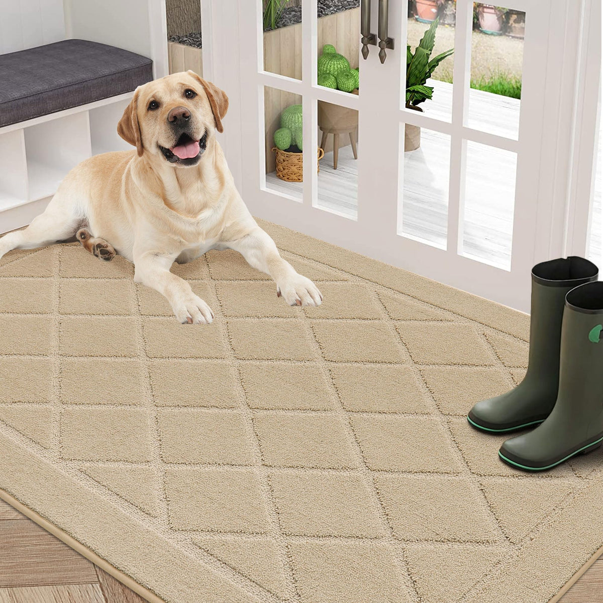 BEQHAUSE Dirt Trapper Door Mat 20" x 32", Doormat Non-Slip, Navy Blue