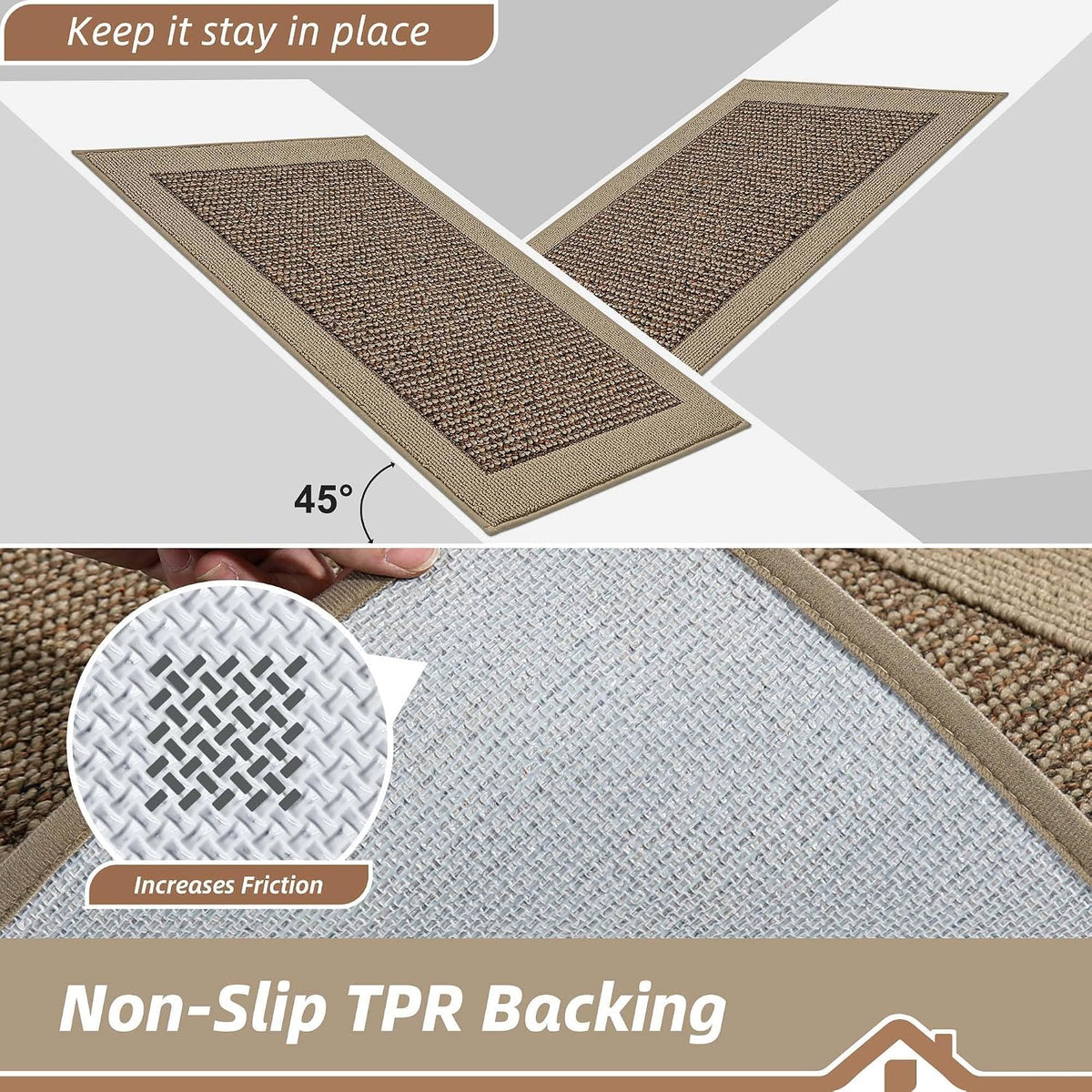 BEQHAUSE Indoor Door Mat 20" x 32", Dirt Trapper Door Mats, Taupe