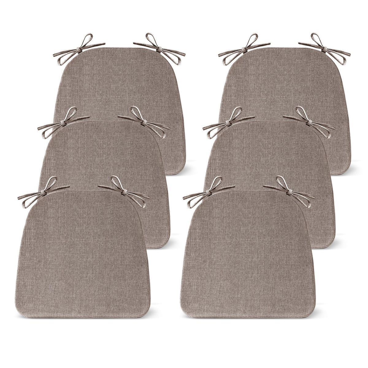 IASEAHK Chair Cushions for Dining Chairs Set of 4, Non Slip Kitchen Chair Pads, 17" x 16" x 2", Indoor Dining Chair Cushions with Ties, D-Shaped Seat Cushions for Kitchen Chairs, Beige