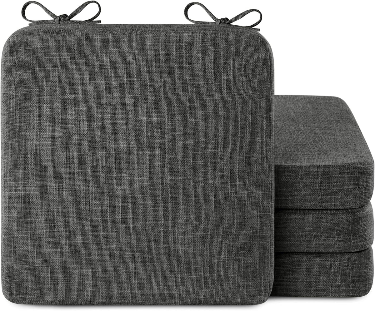 AddGrace Square Chair Cushions for Dining Chairs 16x16x2inch (4, Dark Grey)