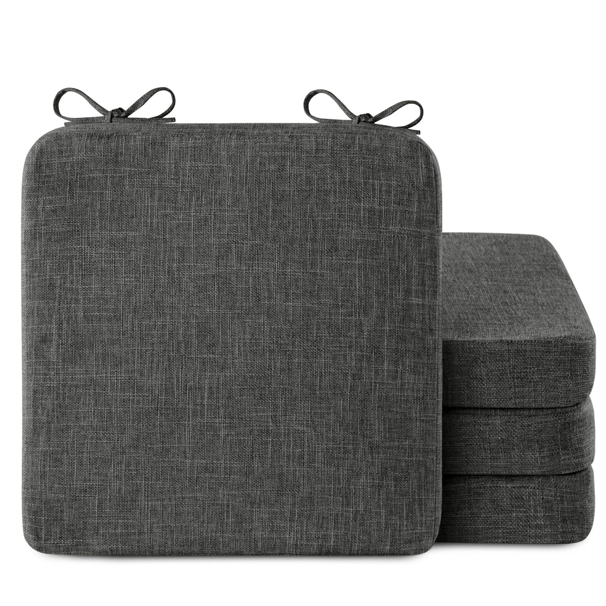 AddGrace Square Chair Cushions for Dining Chairs 16x16x2inch (4, Dark Grey)