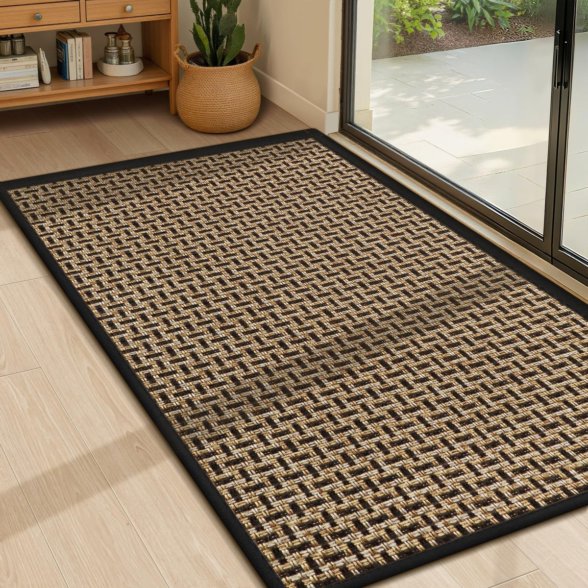 LEKEEPGO Ultra Thin Indoor Door Mat 17"x29", Non Slip Door Mat, Khaki