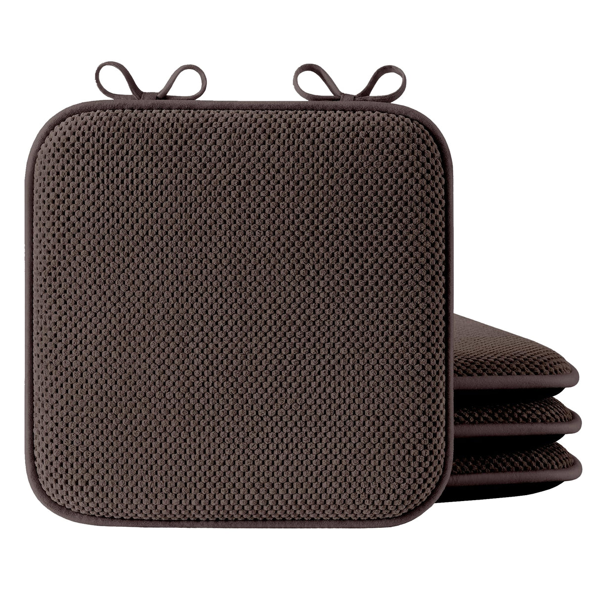 puredown® Chair Cushions for Dining Chairs, Set of 2 Memory Foam Seat Cushions with Non-Slip Backing & Ties, 16" x 16" x 1.5", Comfortable & Supportive Dining Chair Pads for Kitchen, Black