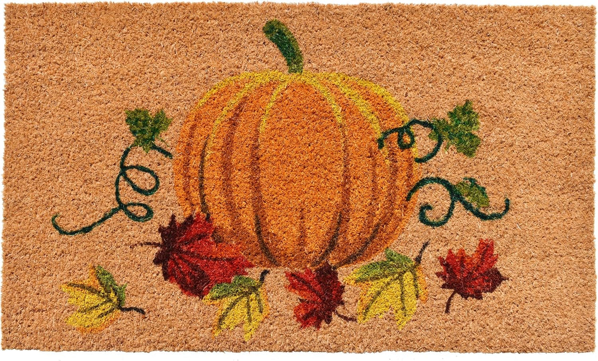 Calloway Mills 121981729 Nature's Bounty Outdoor Coir Doormat, Non Slip Vinyl Backing,Fall Front Door Mat,17" x 29", Multicolor