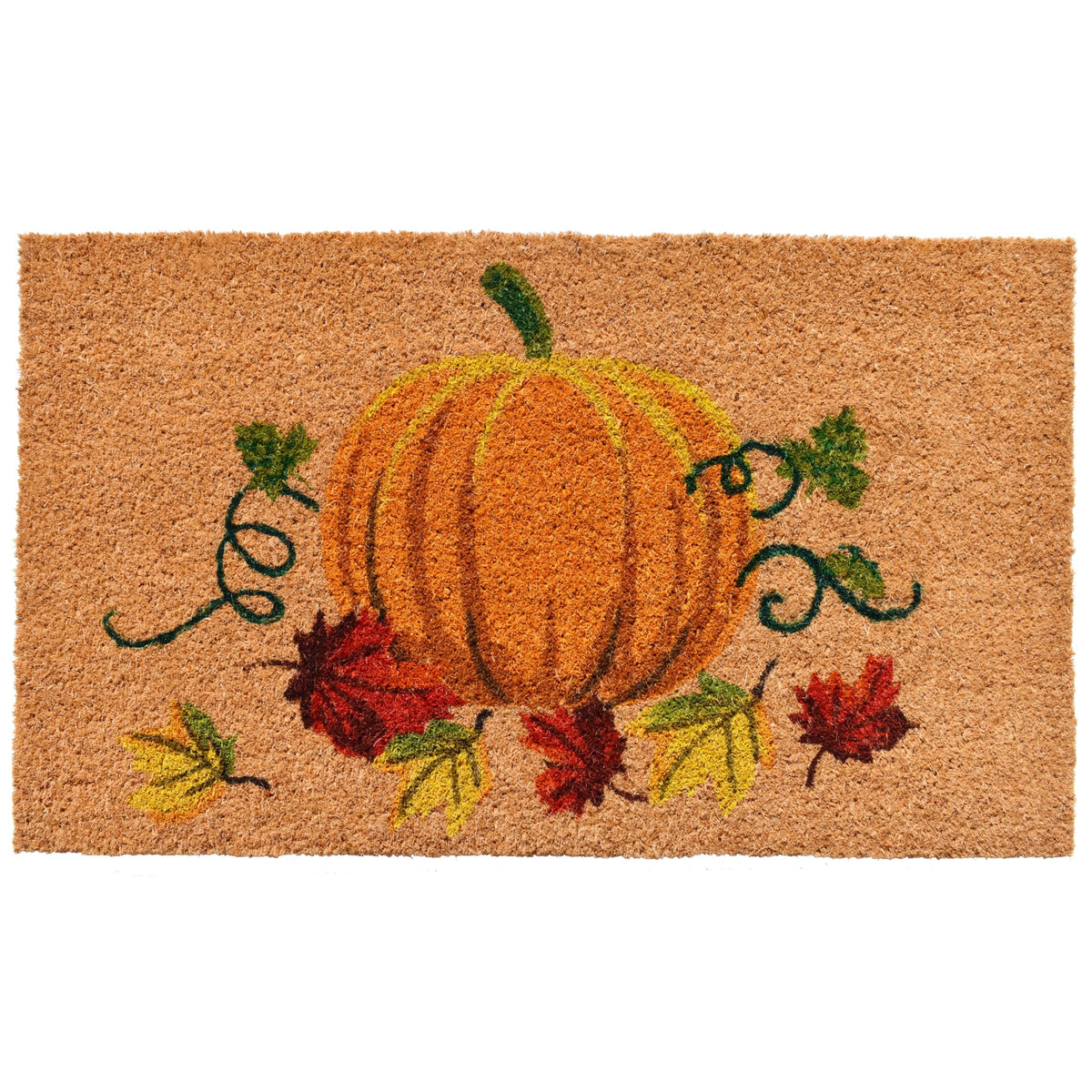 Calloway Mills 121981729 Nature's Bounty Outdoor Coir Doormat, Non Slip Vinyl Backing,Fall Front Door Mat,17" x 29", Multicolor