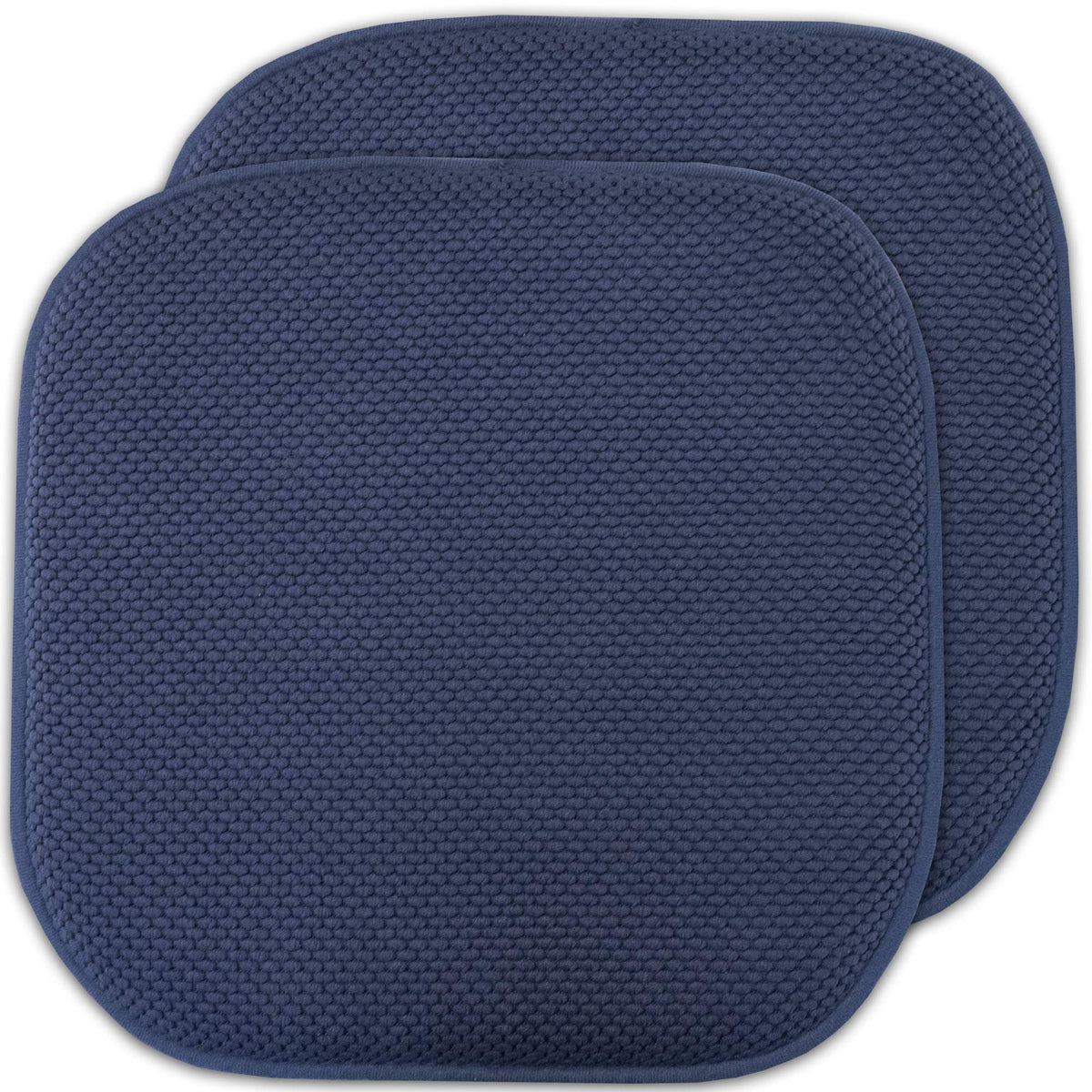 Sweet Home Collection Chair Cushion Memory Foam Pads Honeycomb Pattern Slip Non Skid Rubber Back Rounded Square 16" x 16" Seat Cover, 4 Pack, Alexis Chocolate