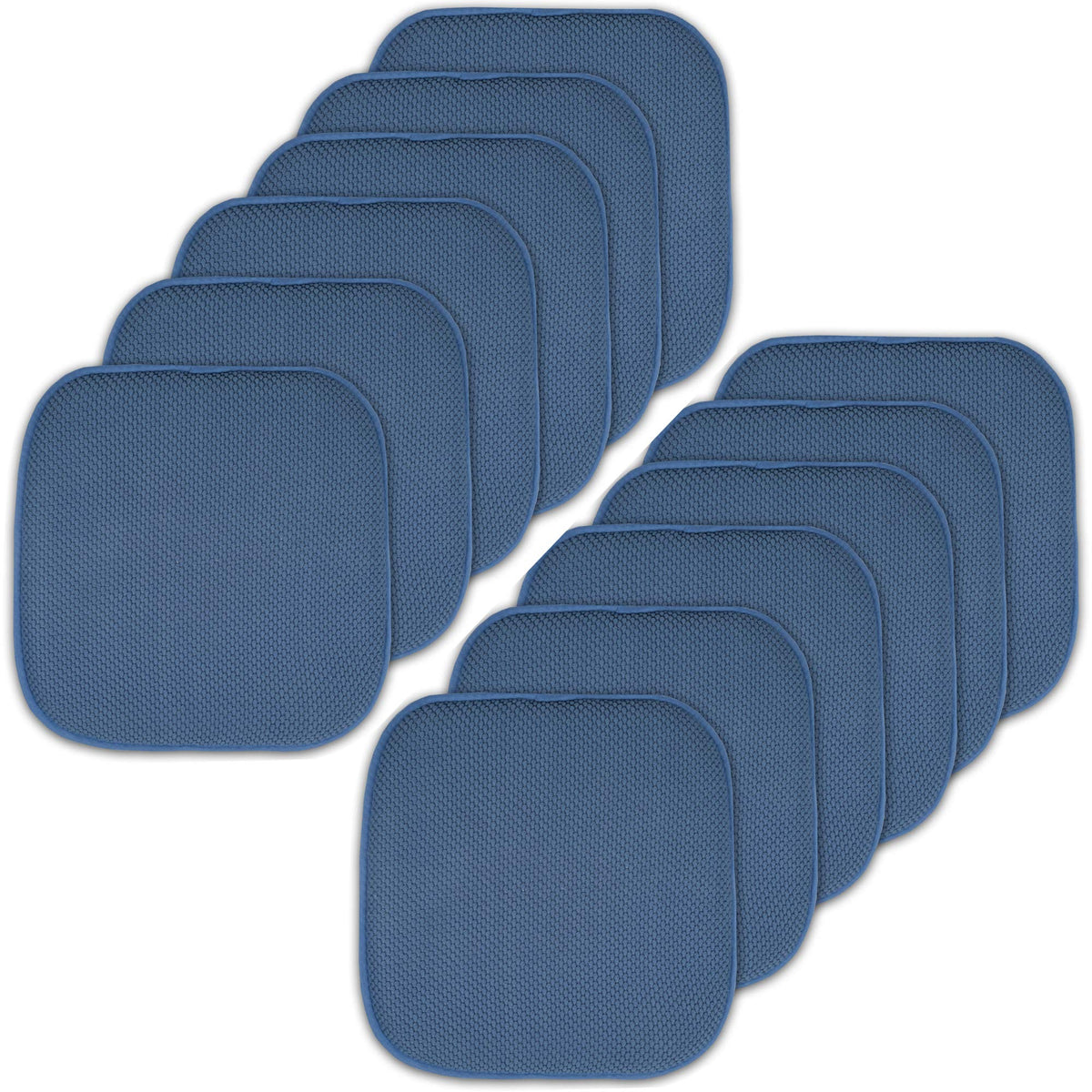 Sweet Home Collection Chair Cushion Memory Foam Pads Honeycomb Pattern Slip Non Skid Rubber Back Rounded Square 16" x 16" Seat Cover, 4 Pack, Alexis Chocolate