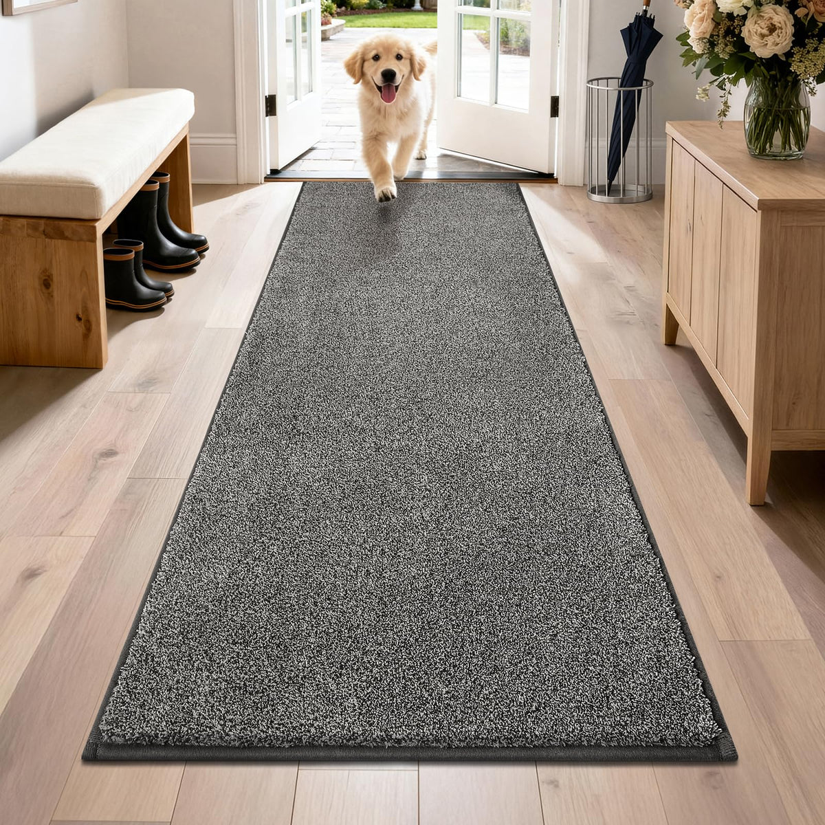 PURRUGS Dirt Trapping Indoor Door Mat, 24" x 35.5", Charcoal