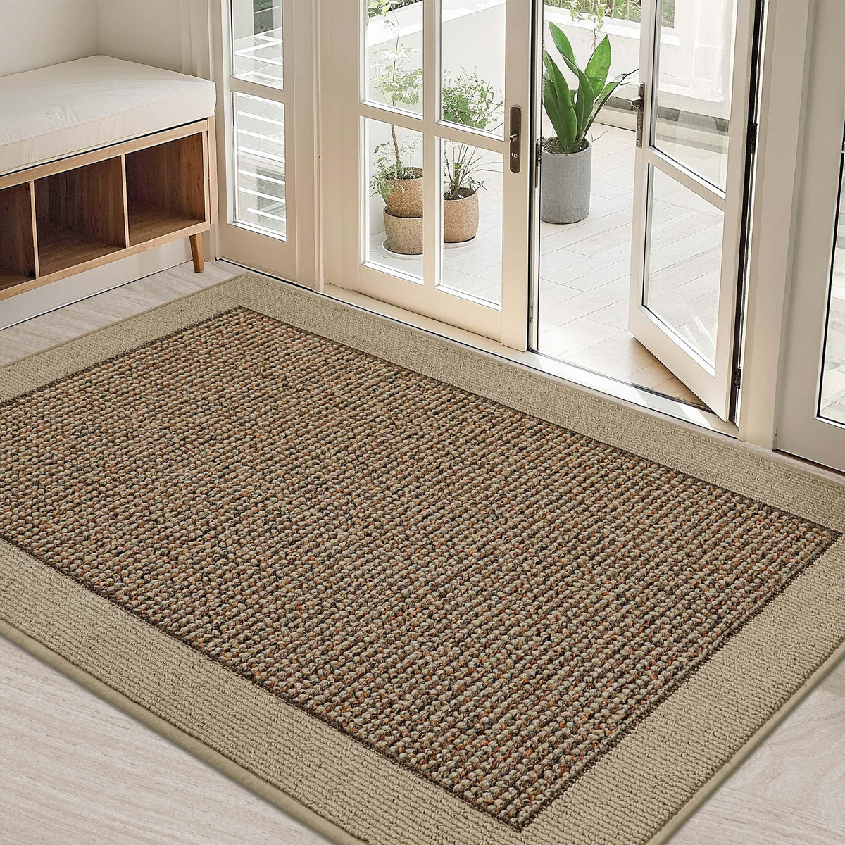 BEQHAUSE Indoor Door Mat 20" x 32", Dirt Trapper Door Mats, Taupe