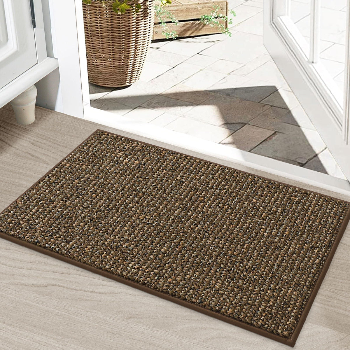 BEQHAUSE Dirt Trapper Door Mat 24" x 36", Non-Slip Washable Doormats, Beige