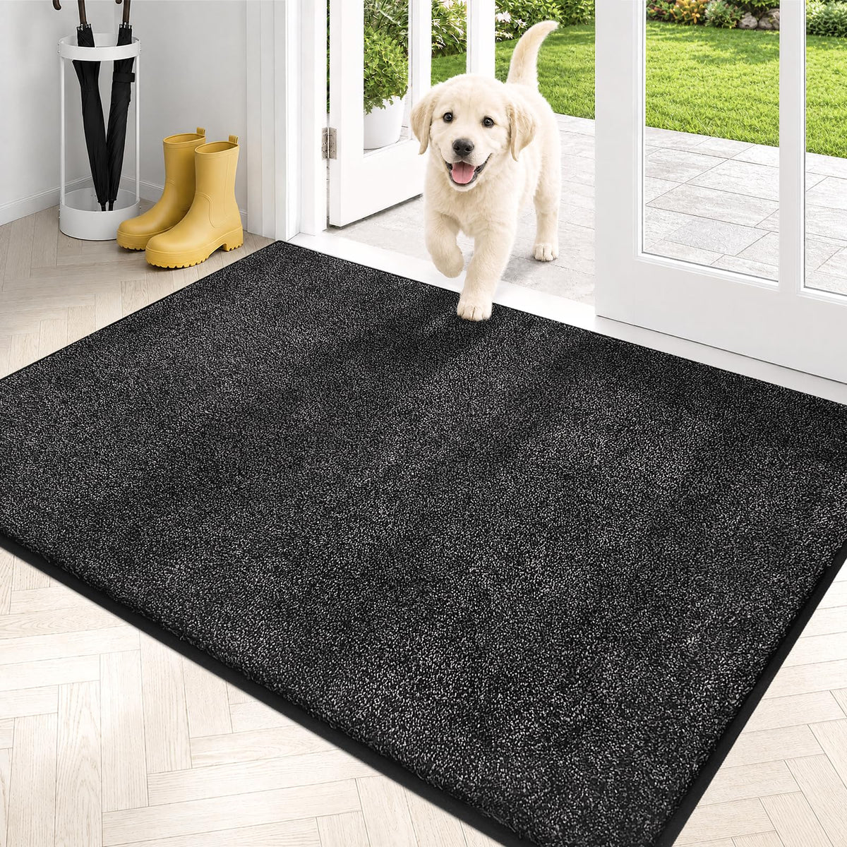 PURRUGS Dirt Trapping Indoor Door Mat, 24" x 35.5", Charcoal