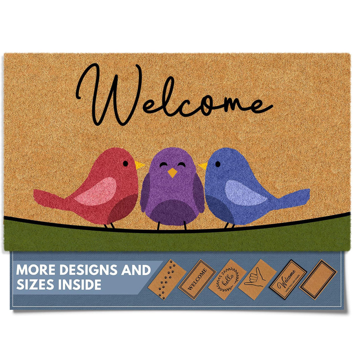 Barnyard Designs Natural Coco Coir Non-Slip Doormat (17x30, Border)