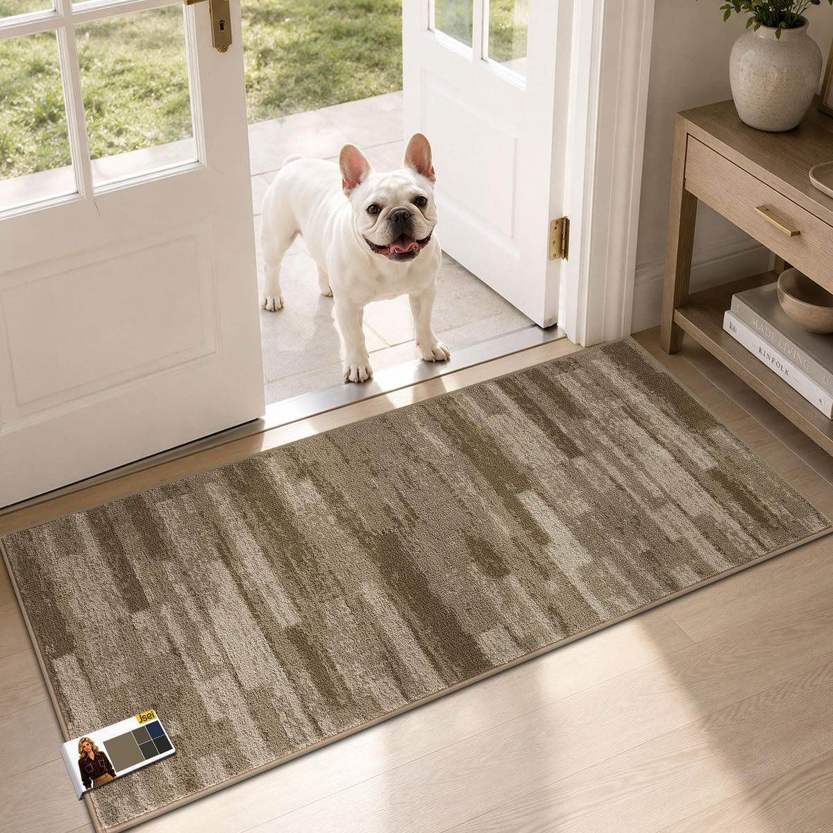 JSEI Dirt Trapper Door Mat 20"x32", Non-Slip Doormat, Blue