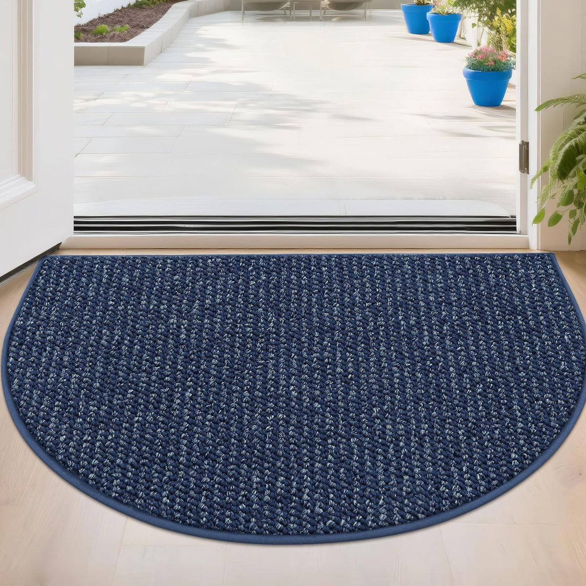 BEQHAUSE Dirt Trapper Door Mat 17" x 30" Half Circle Non Slip Rugs, Taupe