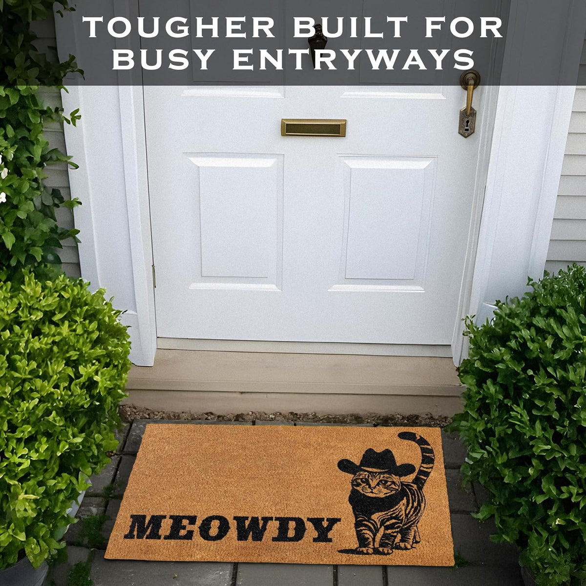 Meowdy Doormat 30x17 Inch, Black Cat Welcome Mat Coir, Cat-lover Gift Rug
