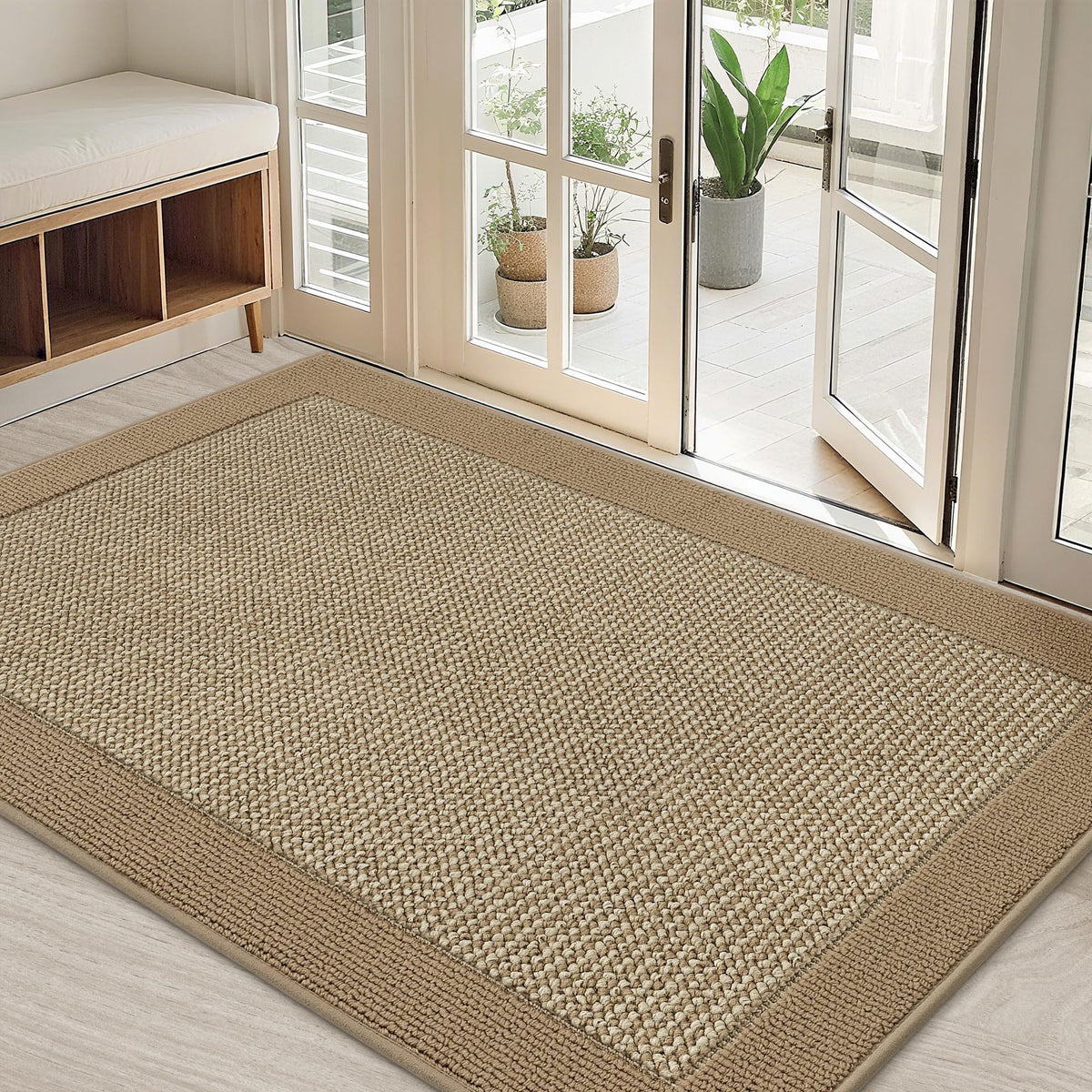 BEQHAUSE Indoor Door Mat 20" x 32", Dirt Trapper Door Mats, Taupe