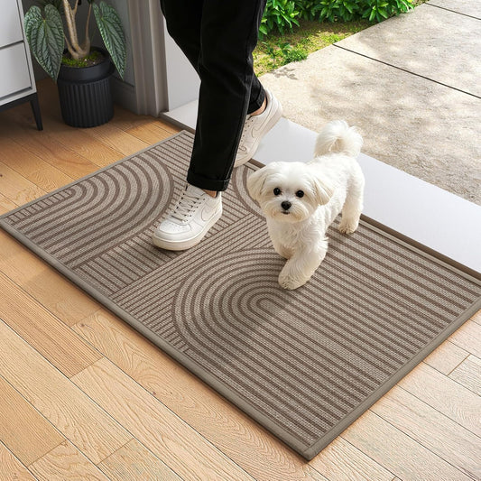 Door Mat Indoor Entrance Front Entry Mats,17''x30'',Brown