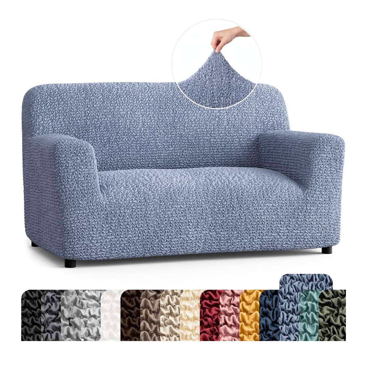 Premium Stretch Couch Covers for Sofa - Sofa Chair Cover Washable, Dogs & Pets Friendly - Elastic Polyester Loveseat Slipcovers - Non-Slip Love Seat Couch Covers - Soft Taupe (86"-120" Wide)