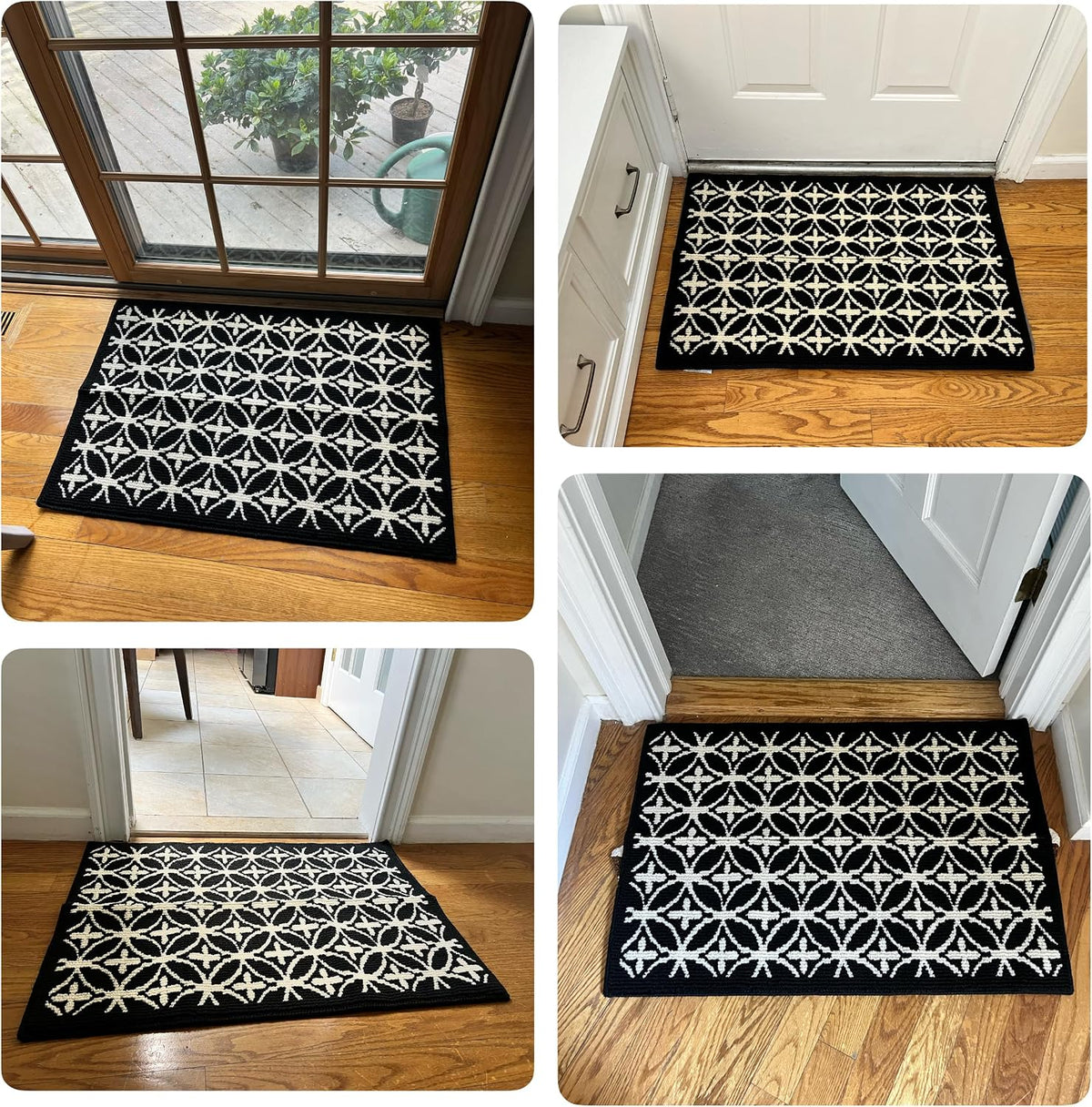 24"x36" Indoor Mats for Entryway, Black White