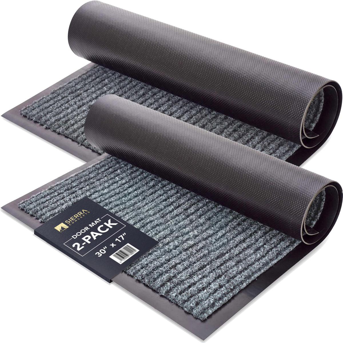 Front Door Mat, Indoor Outdoor Welcome Entryway Doormat, 30x17 Steel Gray