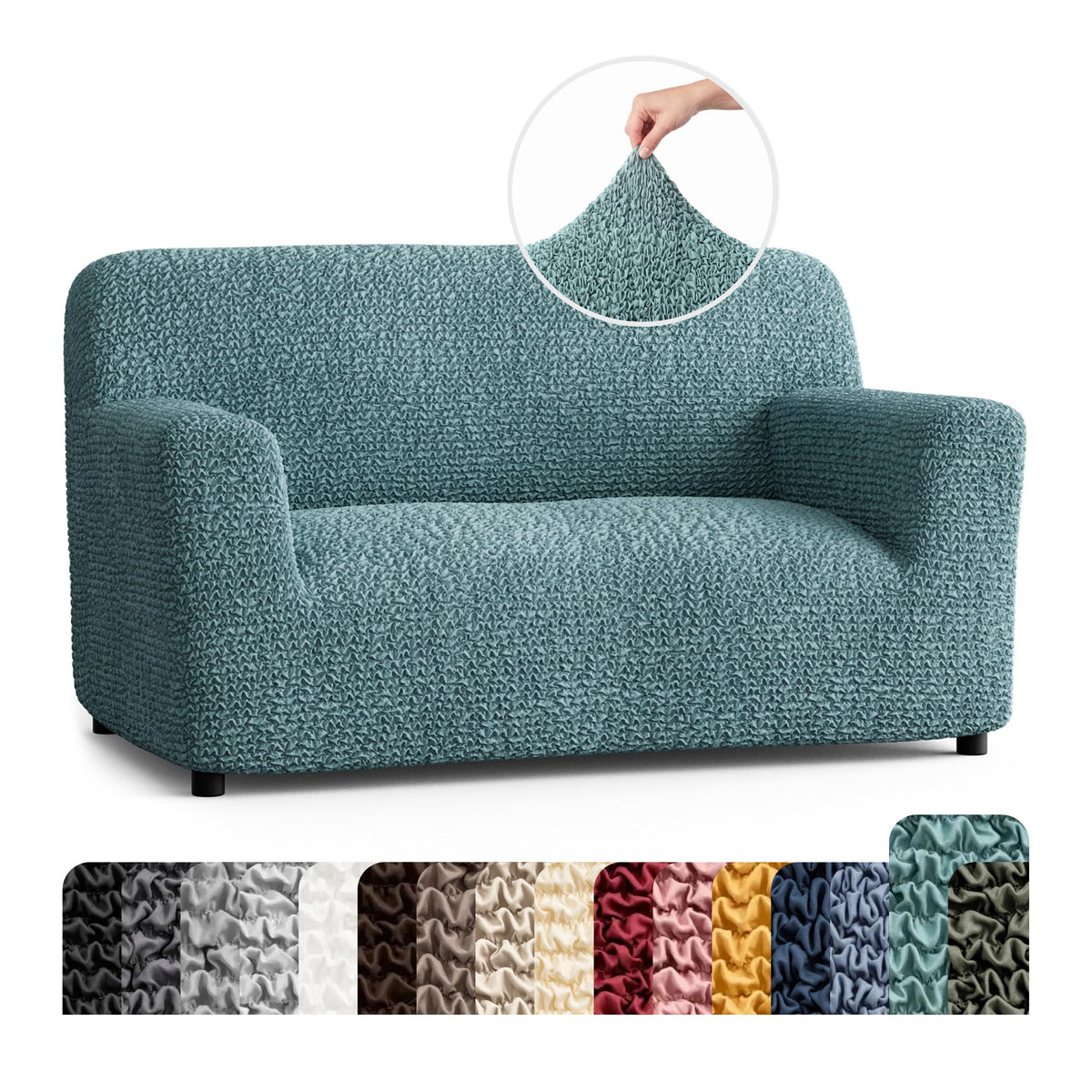 Premium Stretch Couch Covers for Sofa - Sofa Chair Cover Washable, Dogs & Pets Friendly - Elastic Polyester Loveseat Slipcovers - Non-Slip Love Seat Couch Covers - Soft Taupe (86"-120" Wide)