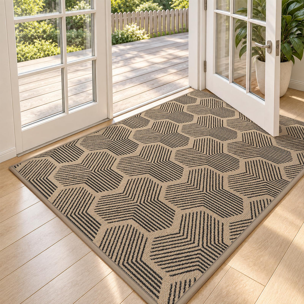 Front Door Mat Indoor Outside Entrance Non-Slip Mats Brown 17"x30"