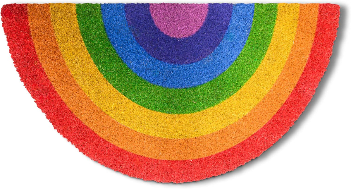 Rainbow Half Circle Porch Mat 30x17 Inch, Cute Rainbow Welcome Mat Coir