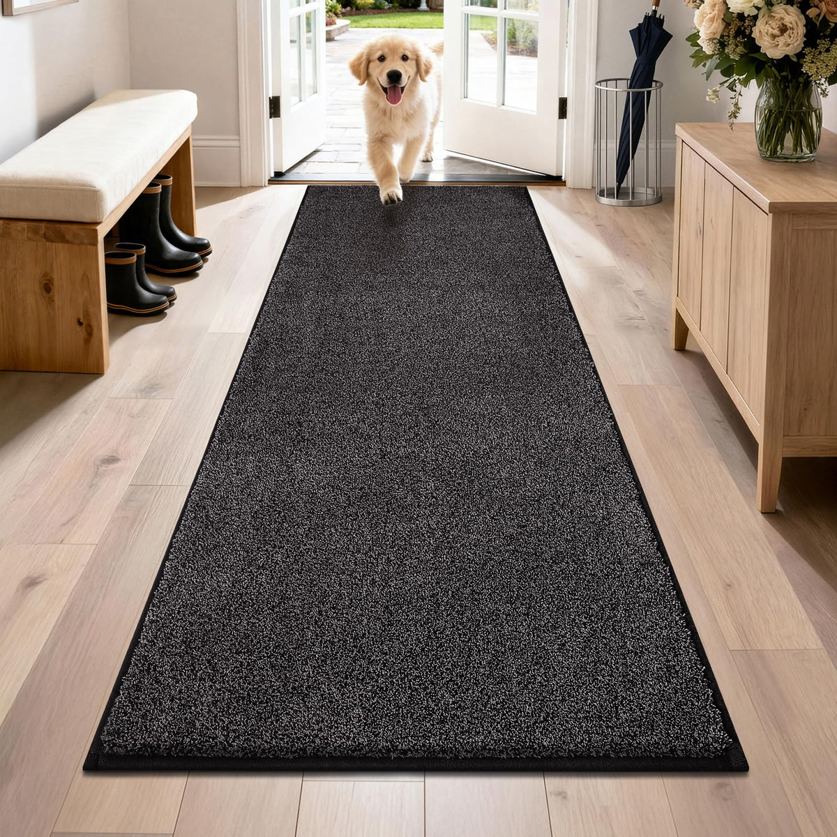 PURRUGS Dirt Trapping Indoor Door Mat, 24" x 35.5", Charcoal