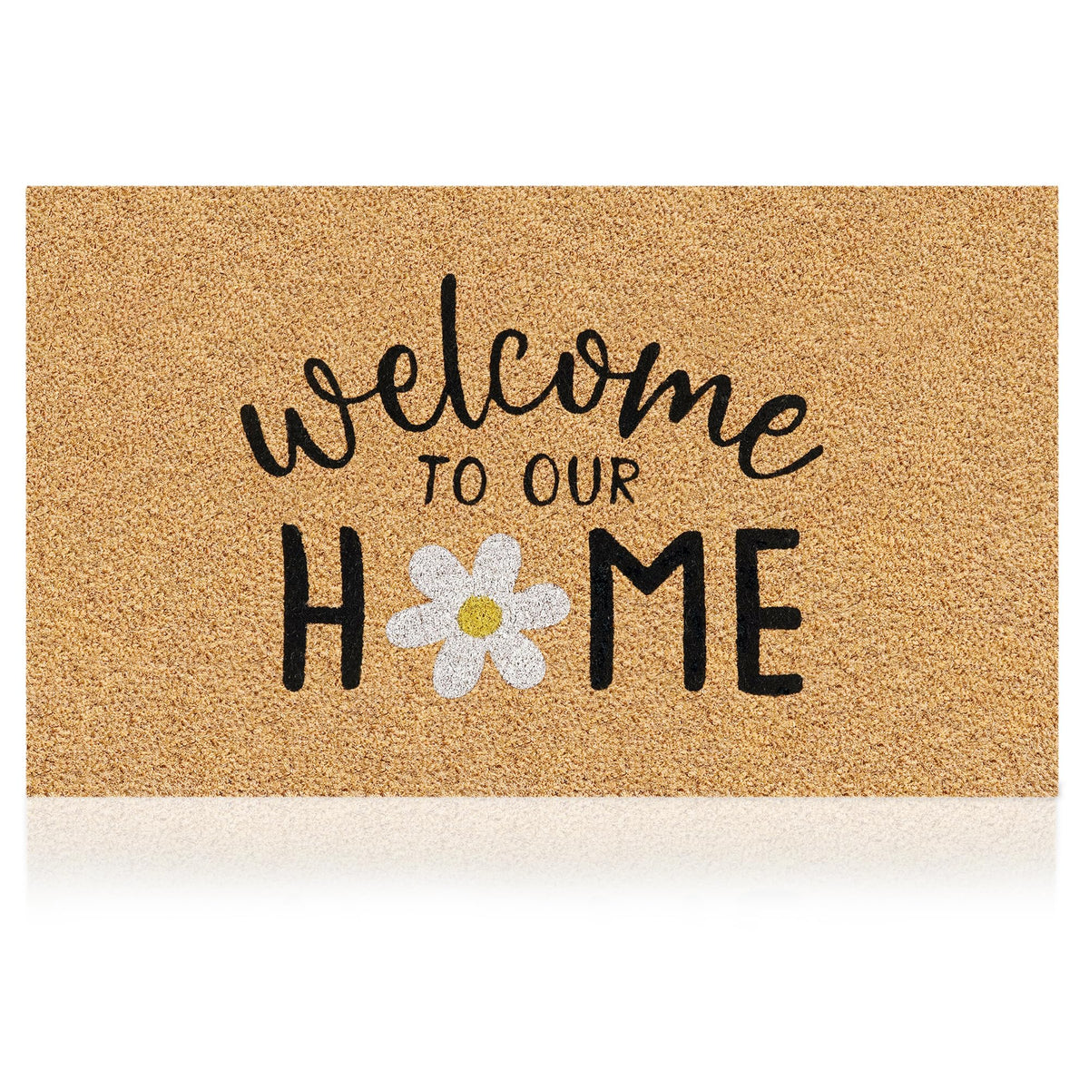 Coir Welcome Mat, Non-Slip, Floral, 17 x 29 in
