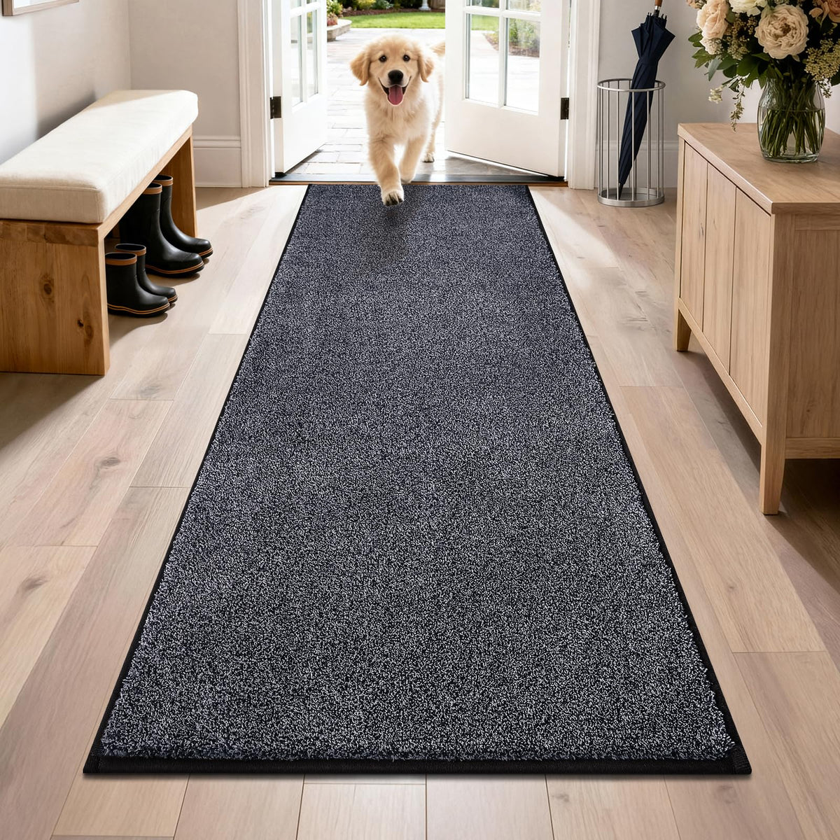 PURRUGS Dirt Trapping Indoor Door Mat, 24" x 35.5", Charcoal