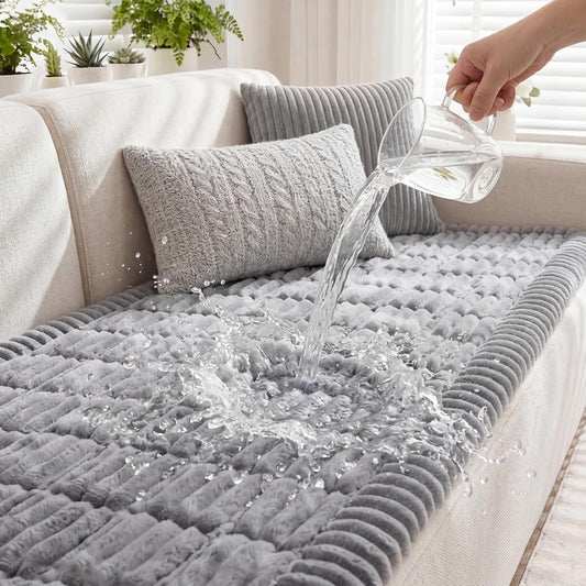 Fixwal Waterproof Flannel Dog Couch Cover, 27.6" x 59", Light Gray
