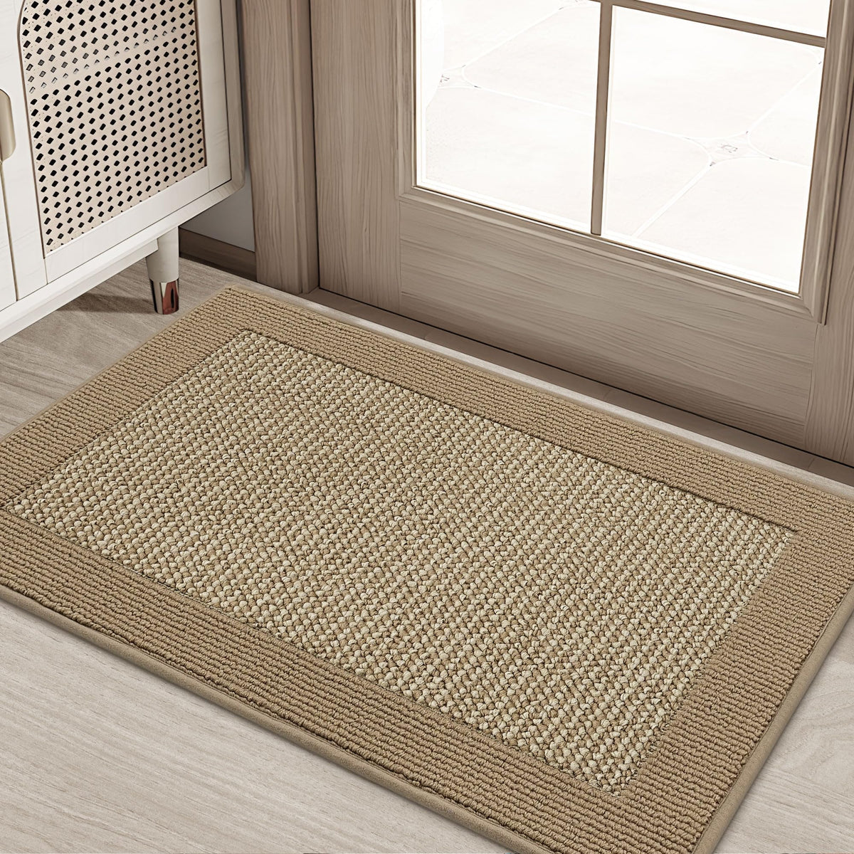 BEQHAUSE Indoor Door Mat 20" x 32", Dirt Trapper Door Mats, Taupe