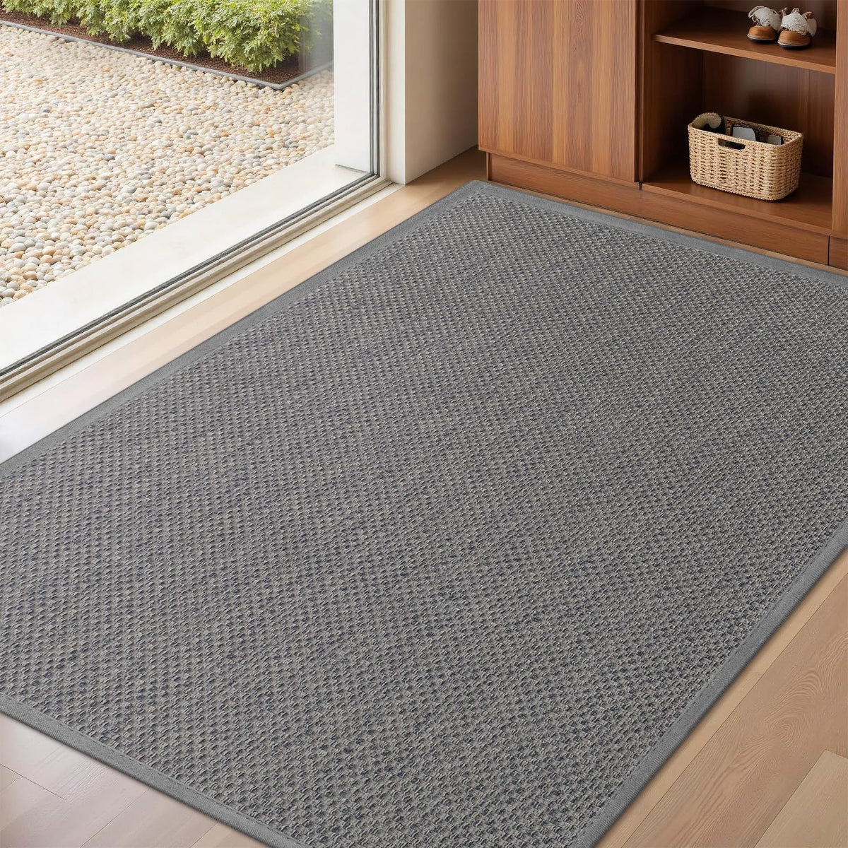 LEKEEPGO Door Mat 17"x29", Non Slip Washable Indoor Door Mat, Khaki