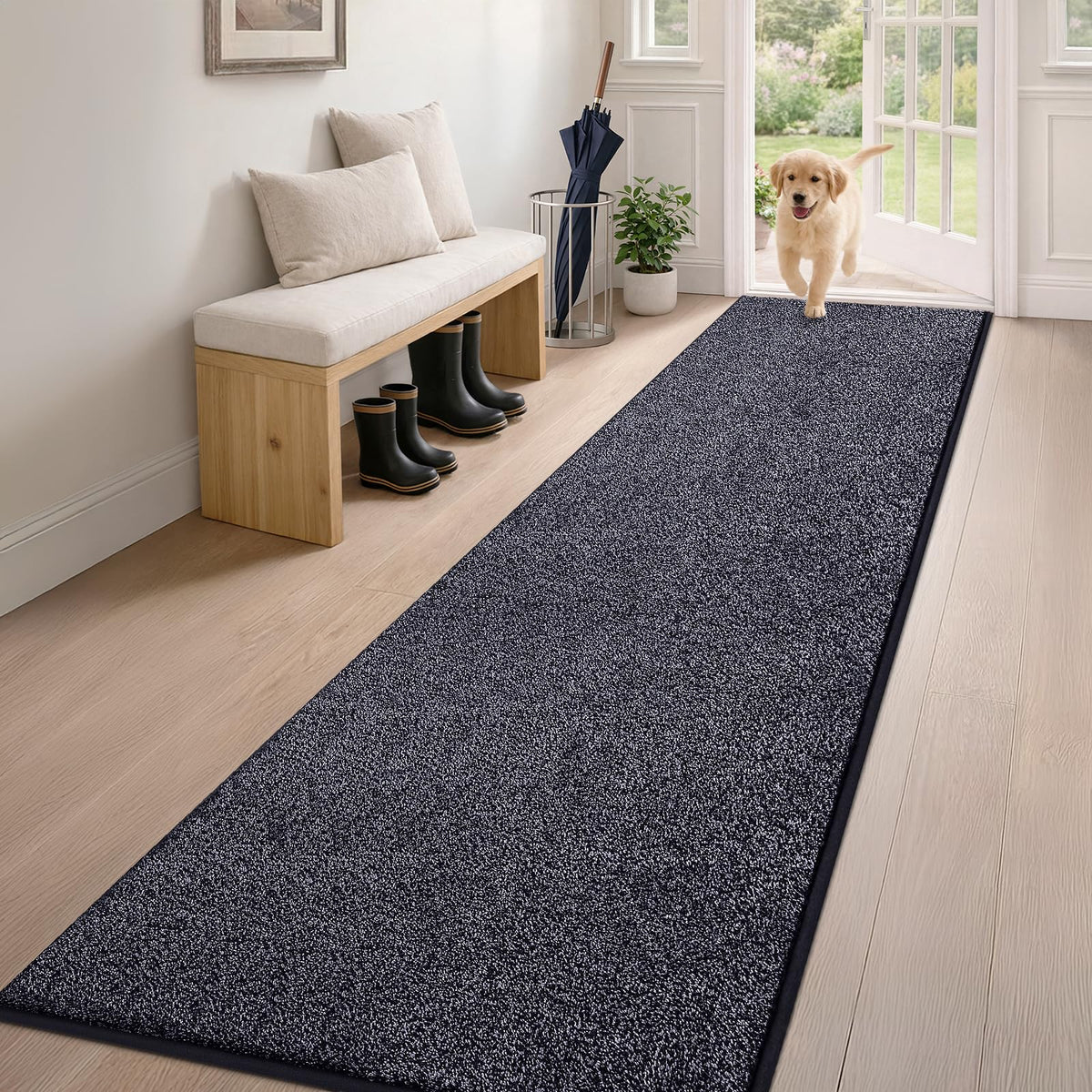 PURRUGS Dirt Trapping Indoor Door Mat, 24" x 35.5", Charcoal