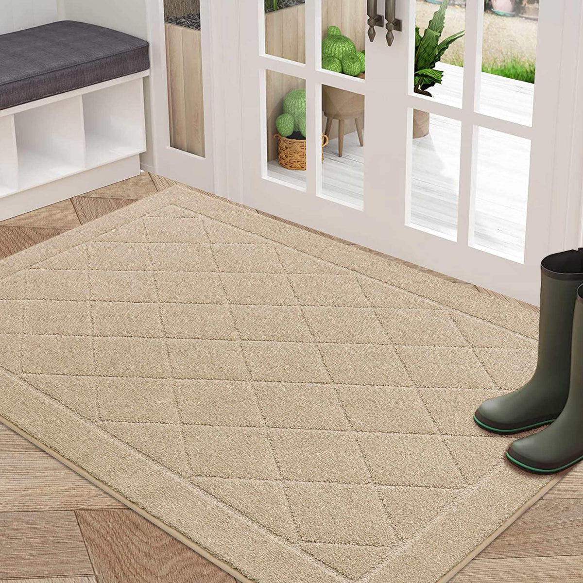 BEQHAUSE Dirt Trapper Door Mat 24" x 36", Doormat Non-Slip, Dark Grey
