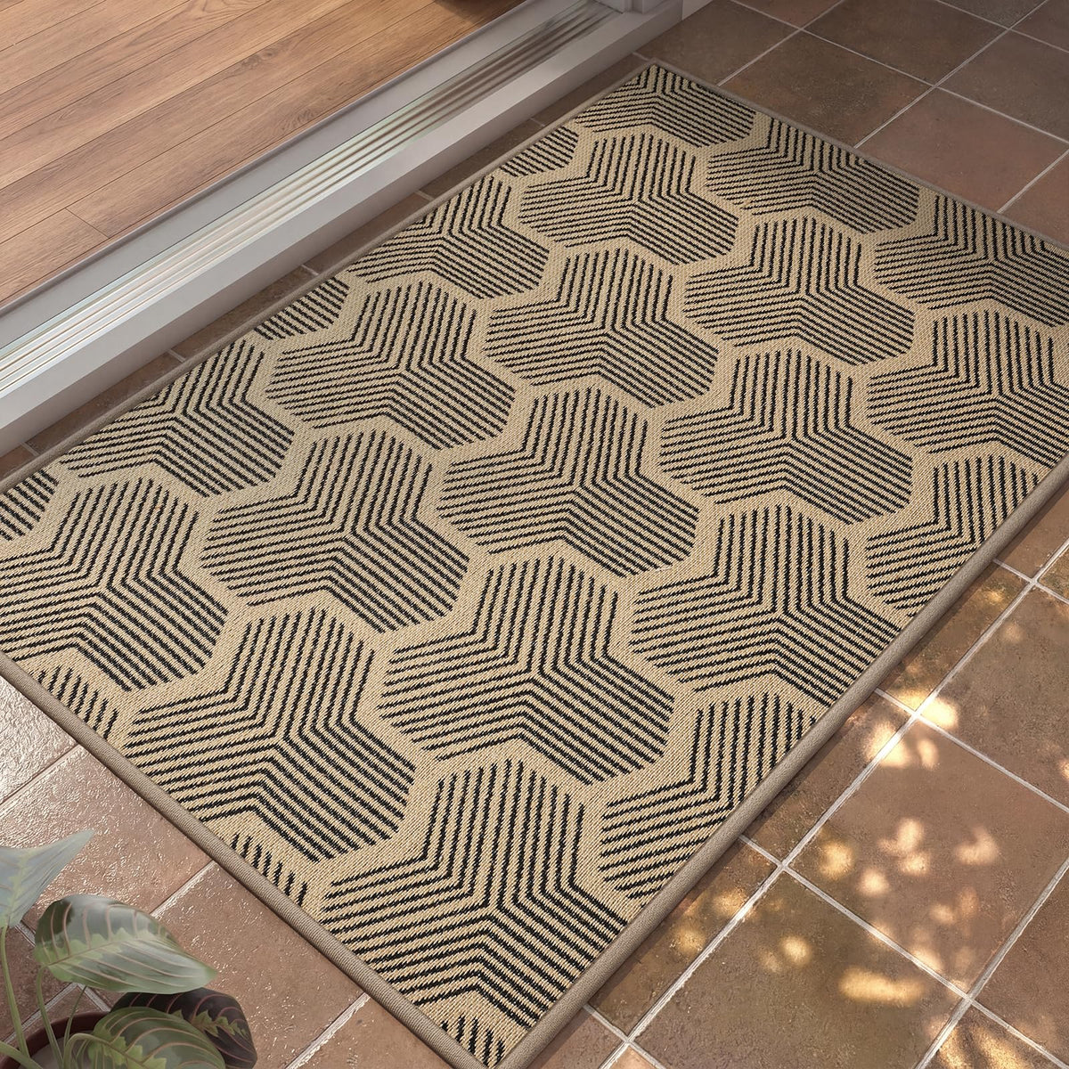Front Door Mat Indoor Outside Entrance Non-Slip Mats Brown 17"x30"