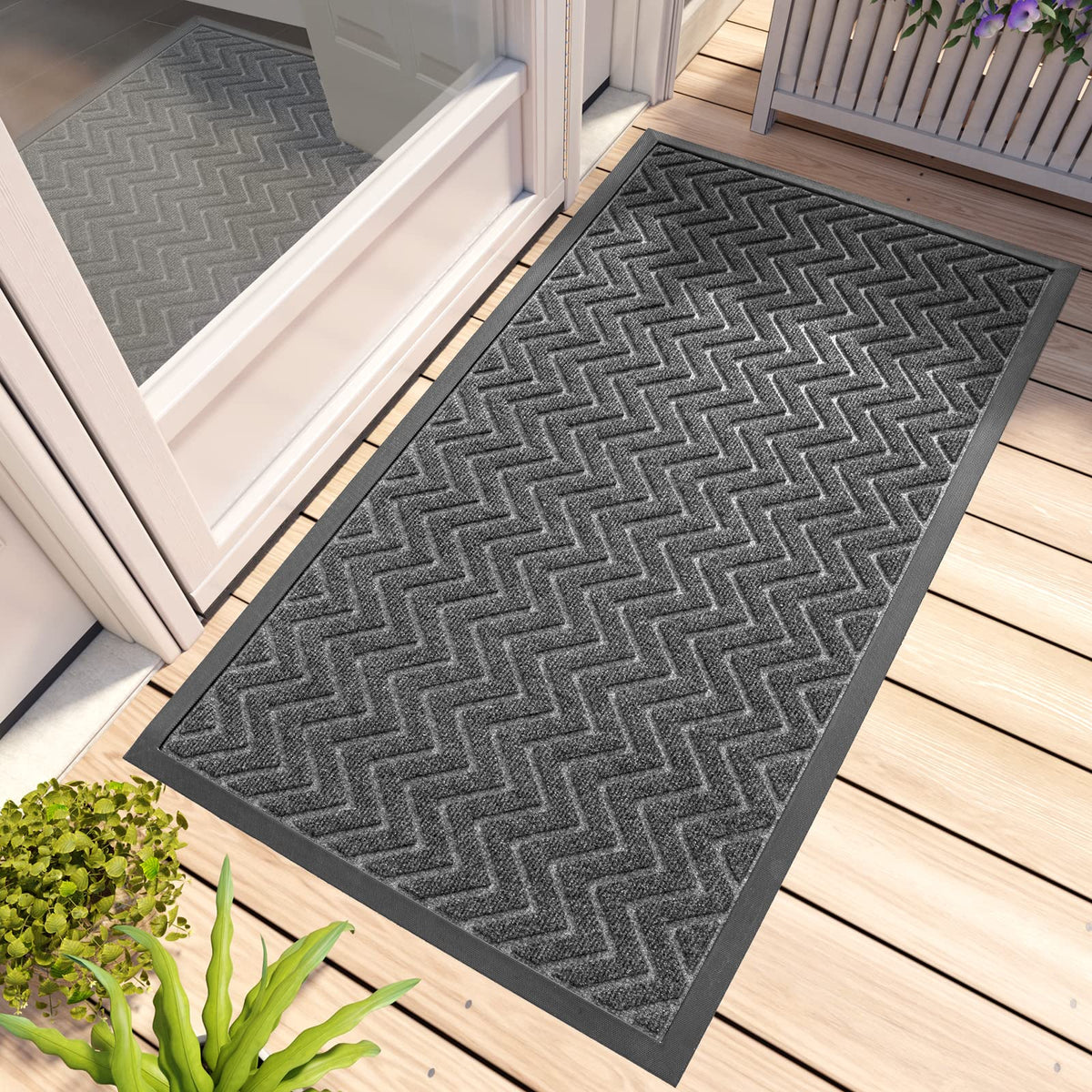 DEXI Front Door Mat Outside Entrance 24x36 Welcome Rubber Entry Doormat