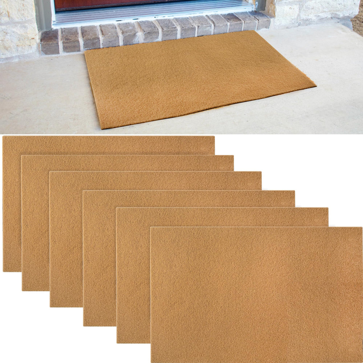 6 Pack Blank Door Mats for Crafting and Painting, 30x17 Inch Artificial Coir Doormat Outdoor, Non-Slip Rubber Backing Welcome Mats for Indoor/Outdoor Front Porch Entryway