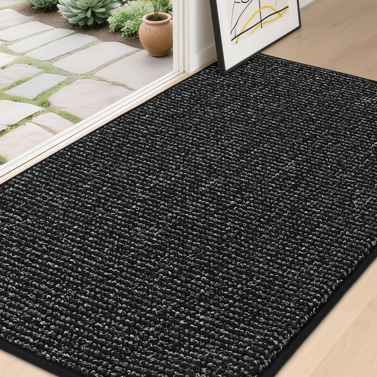 BEQHAUSE Dirt Trapper Door Mat 24" x 36", Non-Slip Washable Doormats, Beige