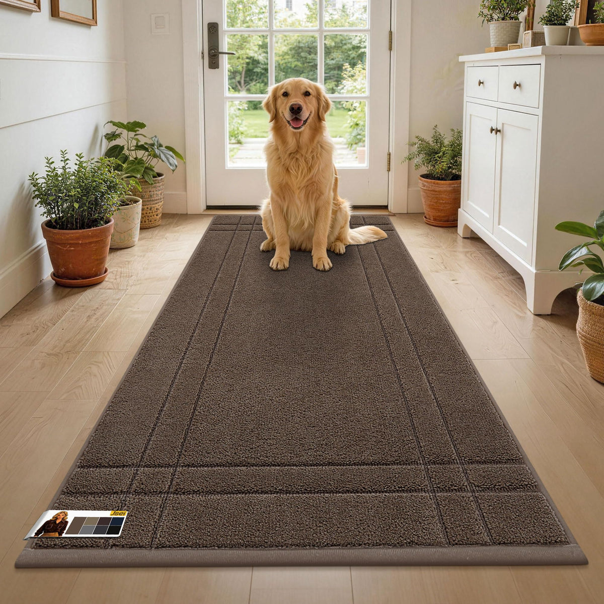 JSEI Door Mat for Entrance 20"x32", Dirt Trapper Doormat, Black