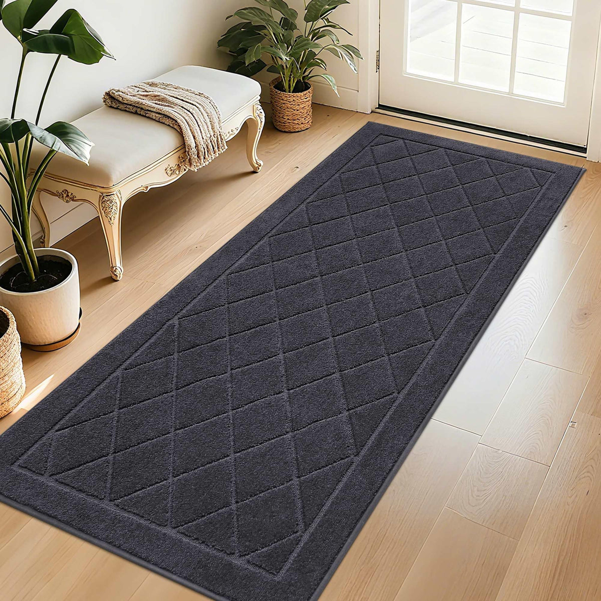 BEQHAUSE Dirt Trapper Door Mat 20" x 32", Doormat Non-Slip, Navy Blue