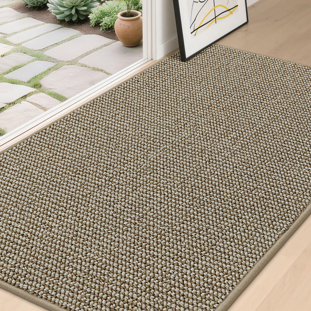BEQHAUSE Dirt Trapper Door Mat 20" x 32", Non-Slip Washable Doormats, Blue
