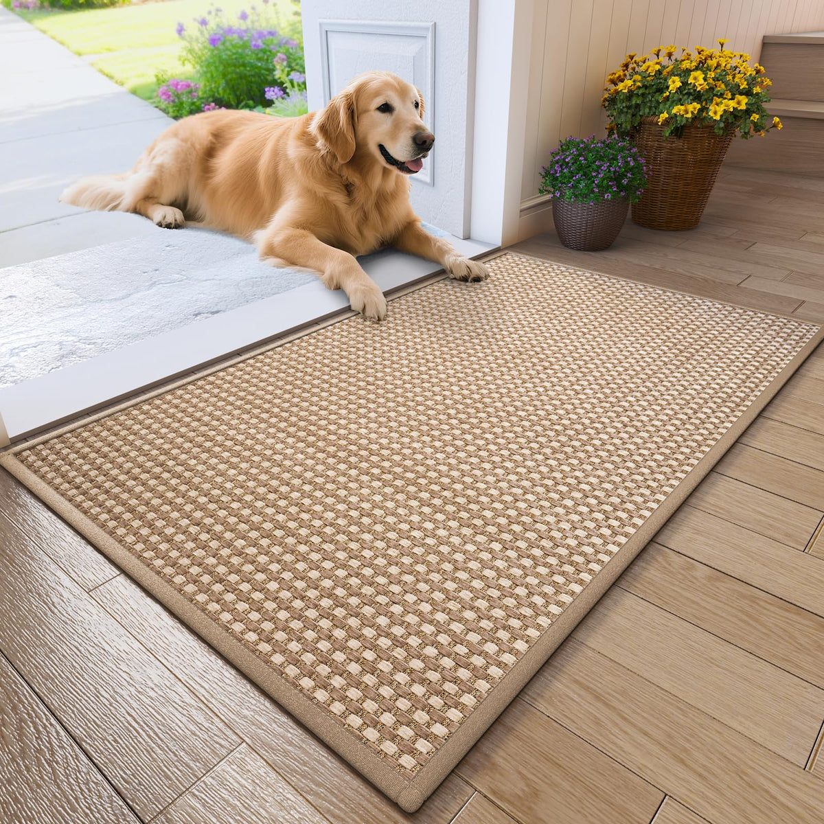 Door Mat Indoor Entrance Front Entry Mats,17''x30'',Brown