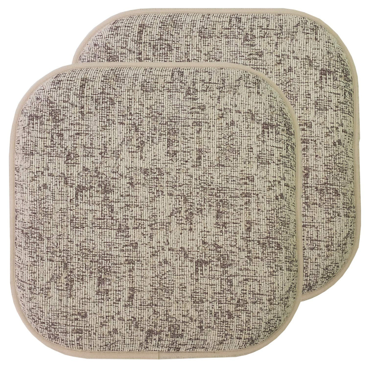 Sweet Home Collection Chair Cushion Memory Foam Pads Honeycomb Pattern Slip Non Skid Rubber Back Rounded Square 16" x 16" Seat Cover, 4 Pack, Alexis Chocolate