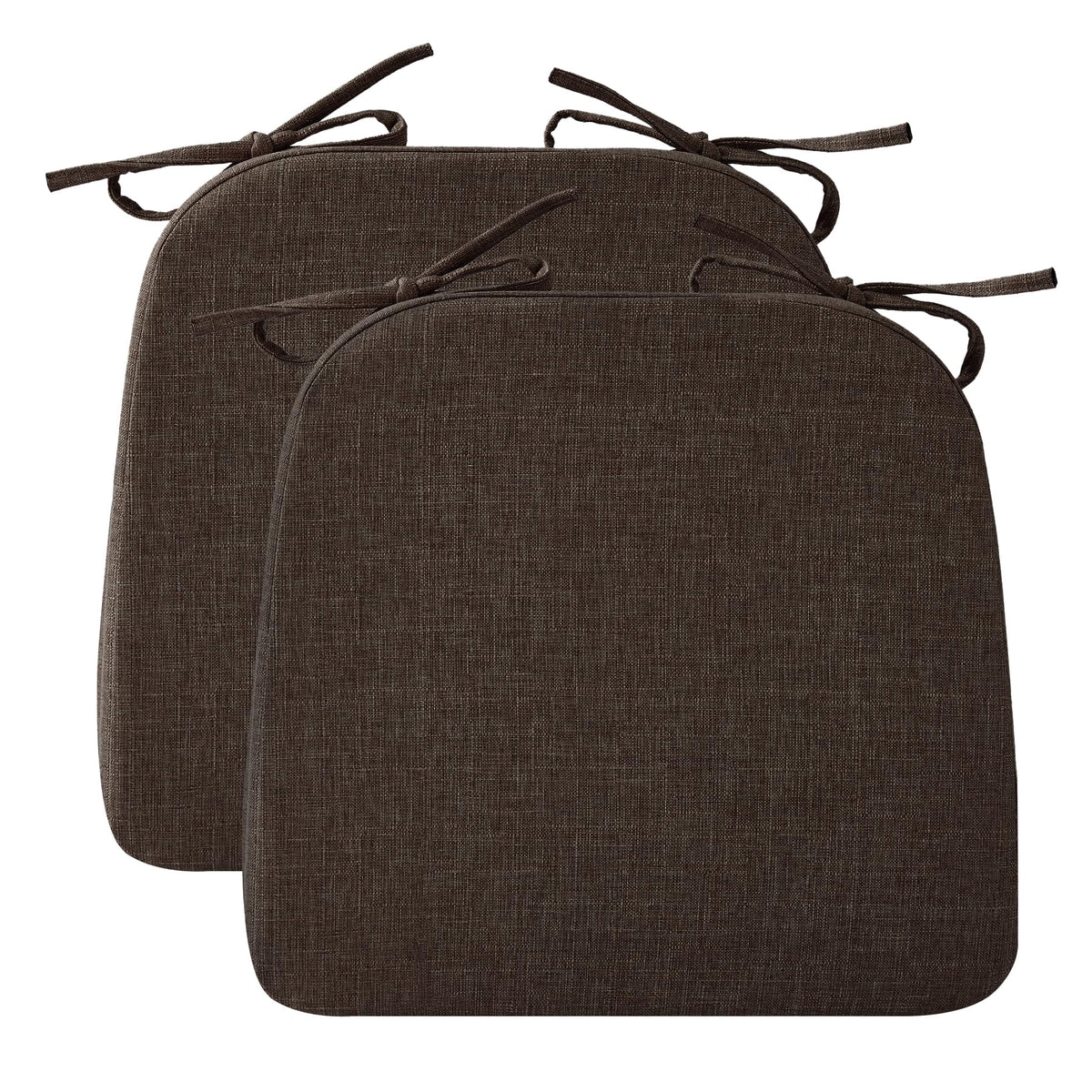 Ruqmuis Chair Cushions for Dining Chairs, 2" Thick Seat Cushions for Kitchen Chairs, D-Shaped Chair Pads with Washable Cover, Ties and Non Slip Backing, 17'' x 16'', Set of 4, Beige